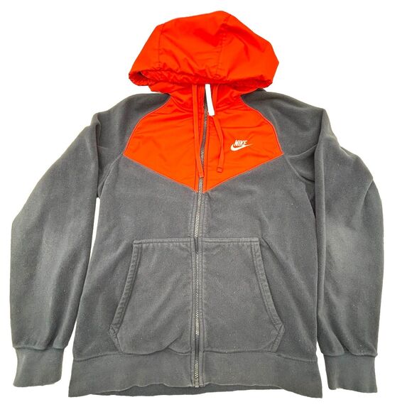 Nike Jacket Mens S Sportswear Polar Fleece Full-Zip Windrunner Hoodie Blue/Orang - Picture 1 of 8